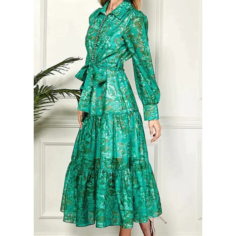 Earth Print Long Sleeve Maxi Dress - St Vesti | All Dresses - Cocktail Dresses Formal Dresses + More.