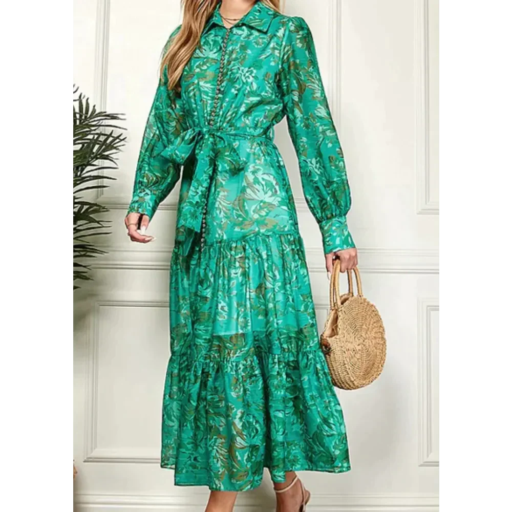 Earth Print Long Sleeve Maxi Dress - St Vesti | All Dresses - Cocktail Dresses Formal Dresses + More.
