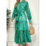 Earth Print Long Sleeve Maxi Dress - St Vesti | All Dresses - Cocktail Dresses Formal Dresses + More.