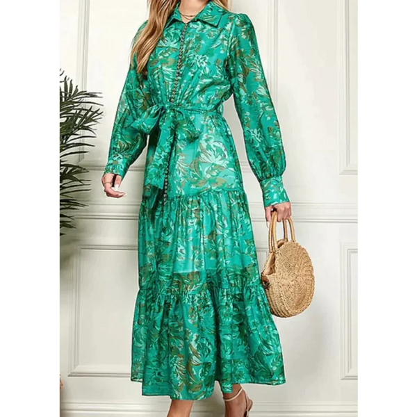 Earth Print Long Sleeve Maxi Dress - St Vesti | All Dresses - Cocktail Dresses Formal Dresses + More.