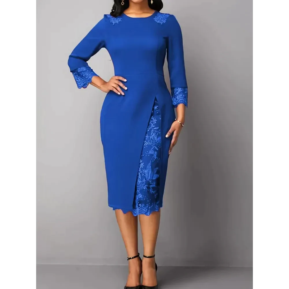 Eden Lace Step Midi Dress In Blue - St Vesti | All Dresses - Cocktail Dresses Formal Dresses + More.