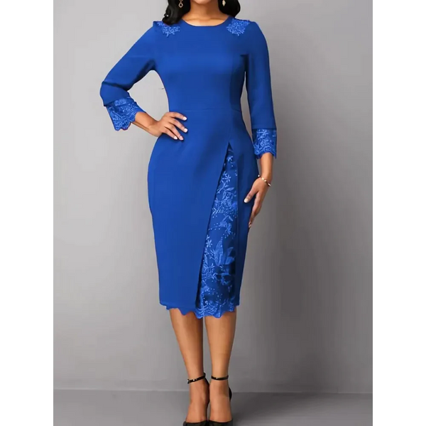 Eden Lace Step Midi Dress In Blue - St Vesti | All Dresses - Cocktail Dresses Formal Dresses + More.