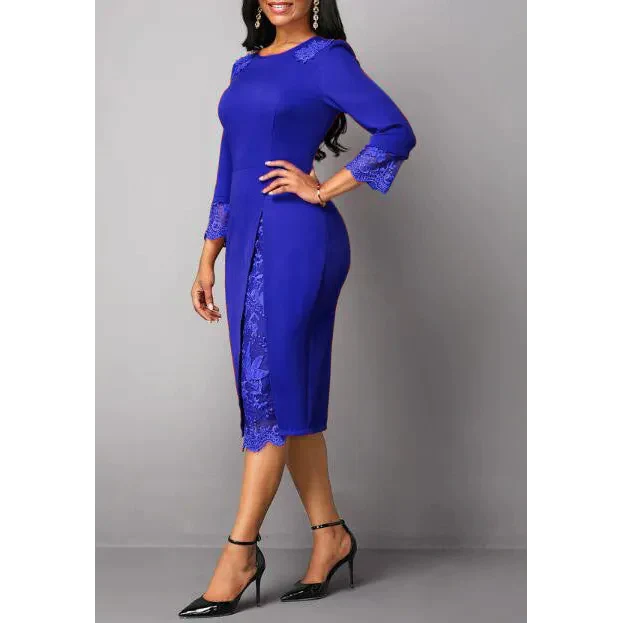 Eden Lace Step Midi Dress In Blue - St Vesti | All Dresses - Cocktail Dresses Formal Dresses + More.