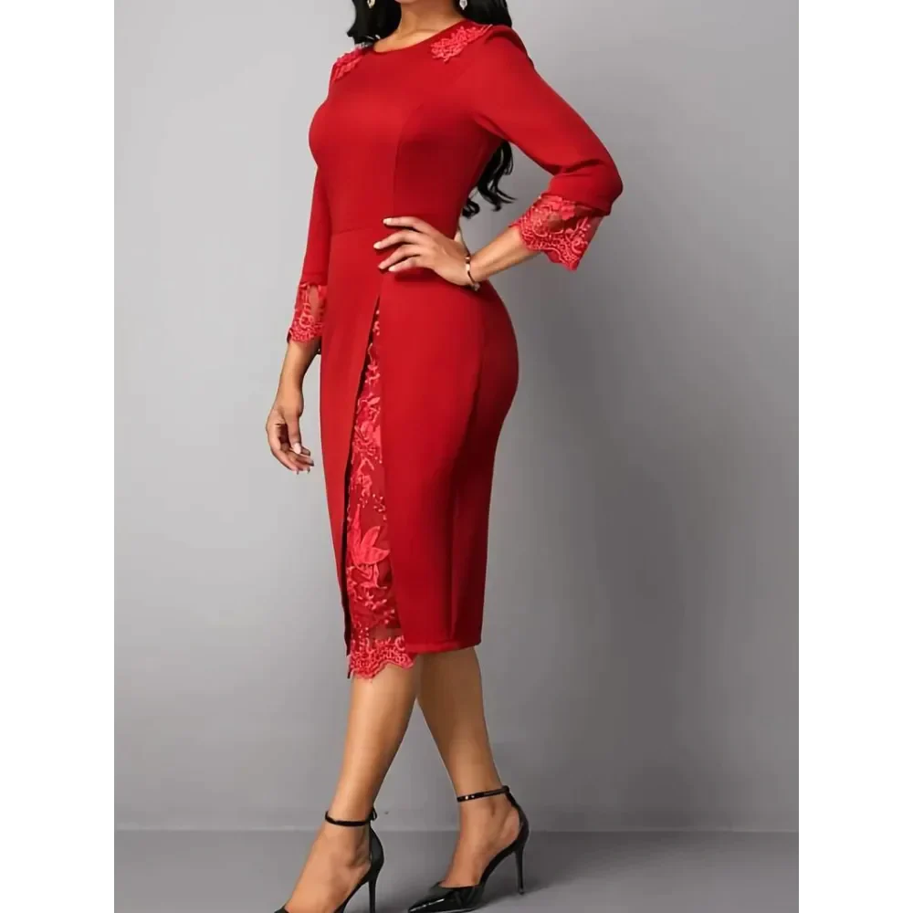 Eden Lace Step Midi Dress In Red - St Vesti | All Dresses - Cocktail Dresses Formal Dresses + More.