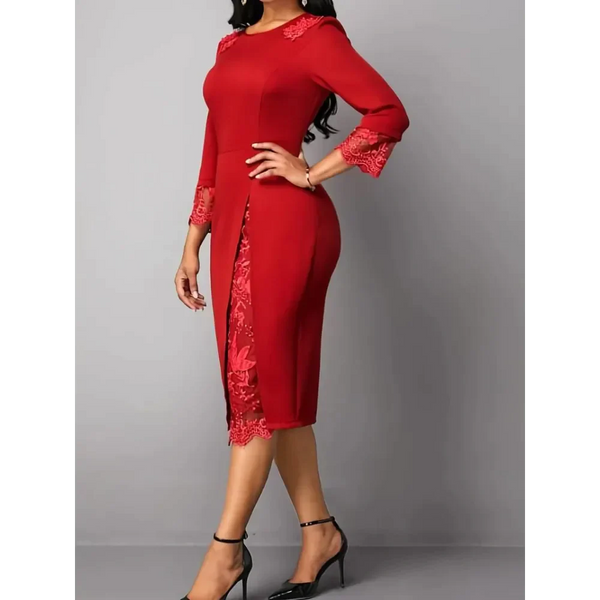 Eden Lace Step Midi Dress In Red - St Vesti | All Dresses - Cocktail Dresses Formal Dresses + More.