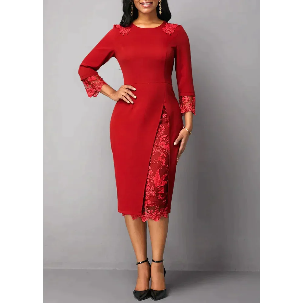 Eden Lace Step Midi Dress In Red - St Vesti | All Dresses - Cocktail Dresses Formal Dresses + More.