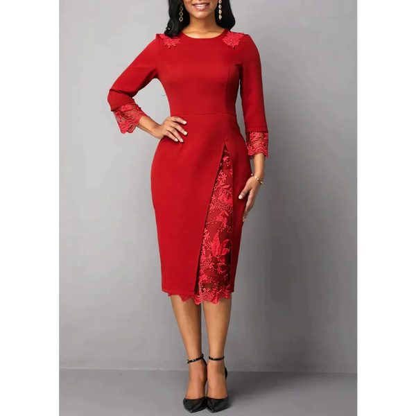 Eden Lace Step Midi Dress In Red - St Vesti | All Dresses - Cocktail Dresses Formal Dresses + More.