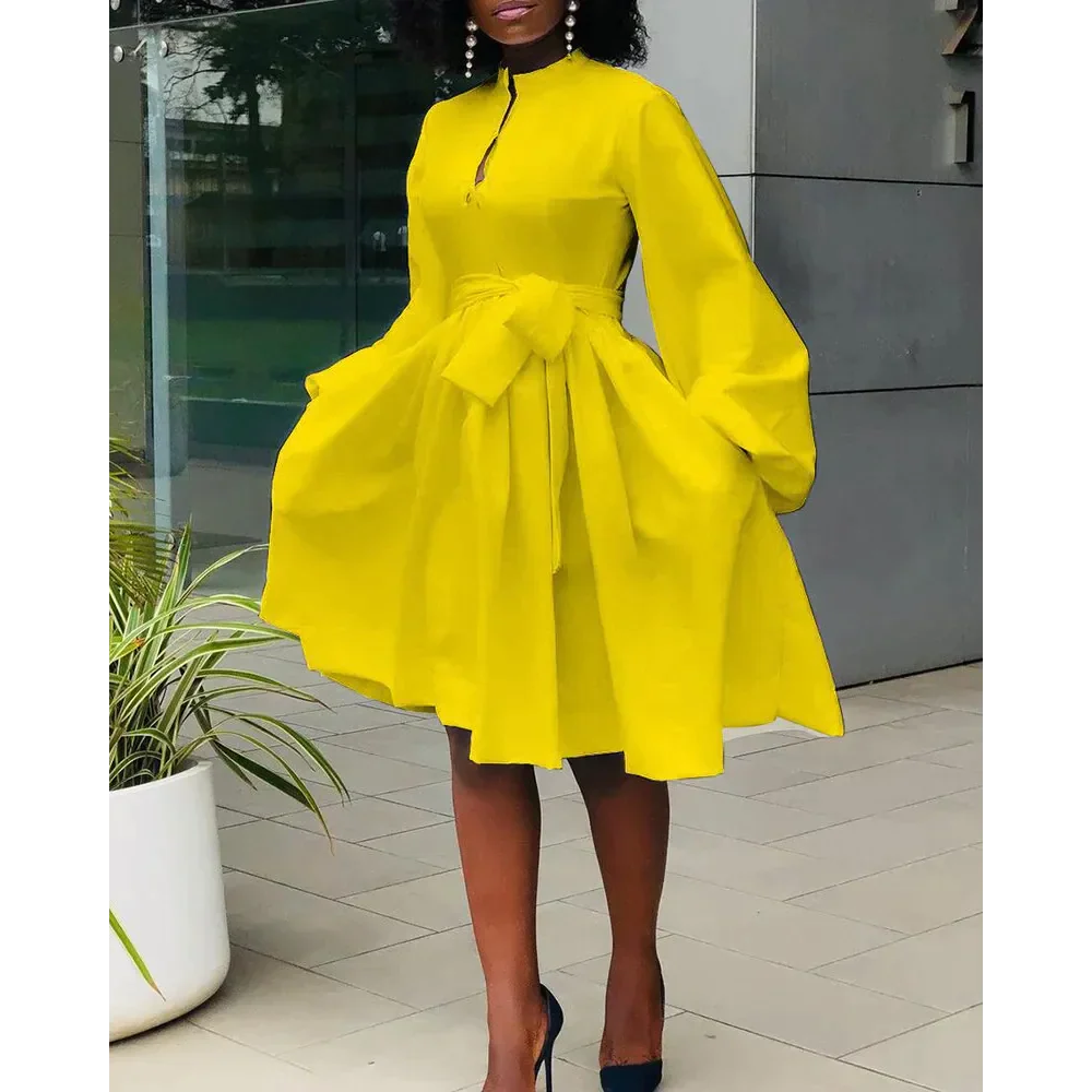 Elane Lantern Sleeve Midi Dress - Yellow / s - St Vesti | All Dresses - Cocktail Dresses Formal Dresses + More.