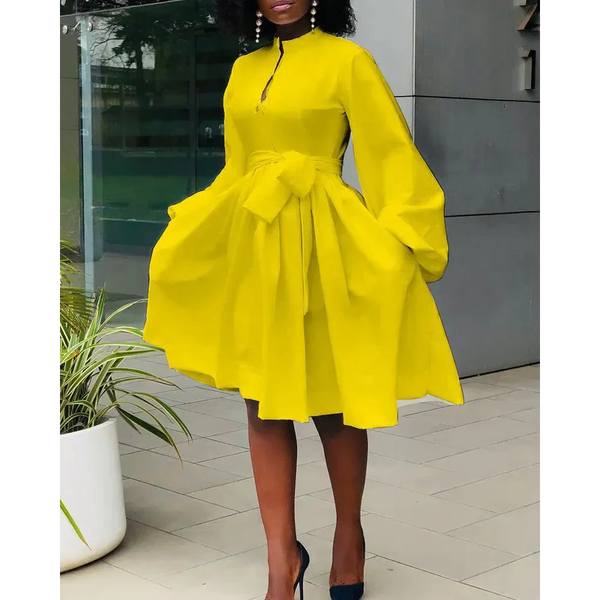 Elane Lantern Sleeve Midi Dress - Yellow / s - St Vesti | All Dresses - Cocktail Dresses Formal Dresses + More.