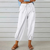 Eli Linen Blend Pants - White / s - St Vesti | Plus Size
