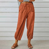 Eli Linen Blend Pants - Red / s - St Vesti | Plus Size