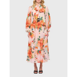 Elizabeth’s Lantern Sleeves & Waist Ruffle Maxi Dress - Pink / s - St Vesti | All Dresses - Cocktail Dresses Formal