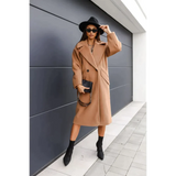 Ellie Double-breasted Long Woolen Coat - Khaki / 2xl - St Vesti | Coats & Jackets
