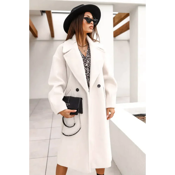 Ellie Double-breasted Long Woolen Coat - St Vesti | Coats & Jackets