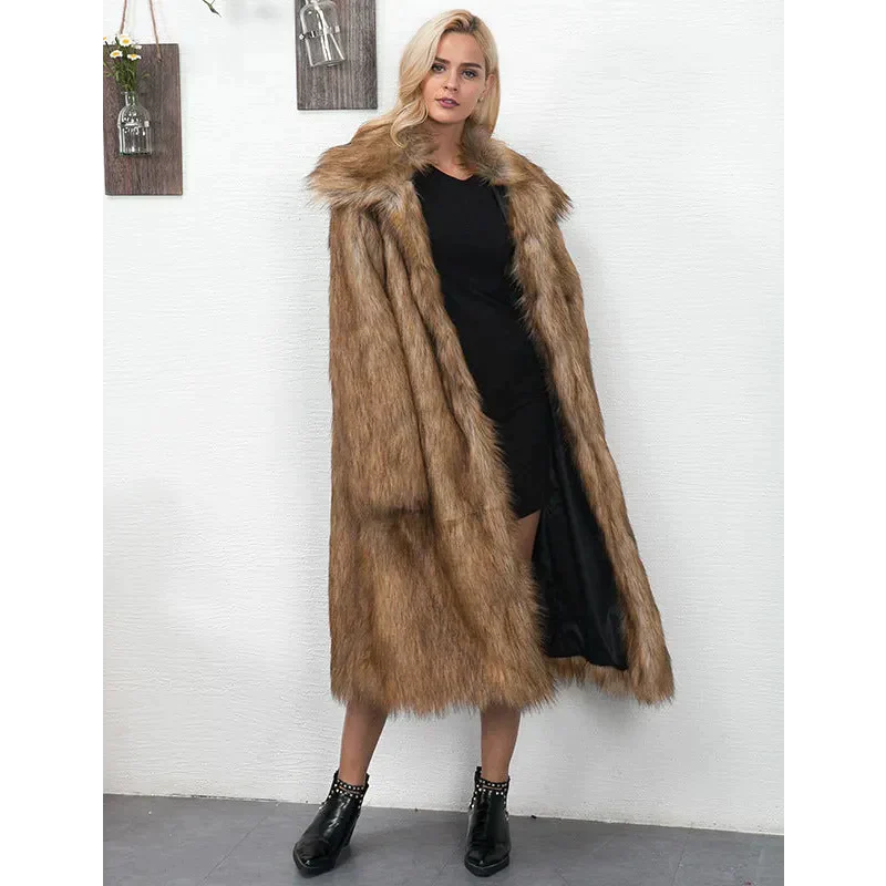 Ellie Long Faux Fur Coat - Khaki / Xs - St Vesti | Coats & Jackets