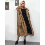 Ellie Long Faux Fur Coat - Khaki / Xs - St Vesti | Coats & Jackets