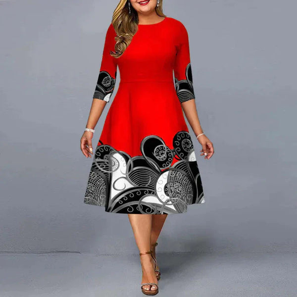 Evening Plus Size Midi Dress - Red / Xl - St Vesti | All Dresses - Cocktail Dresses Formal Dresses + More.