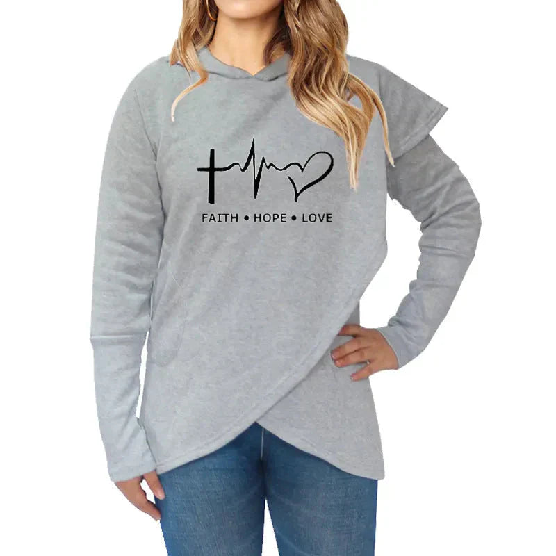 Faith + Hope = Love Sweatshirt Jumper - Grey / s - St Vesti | Sweaters & Hoodies