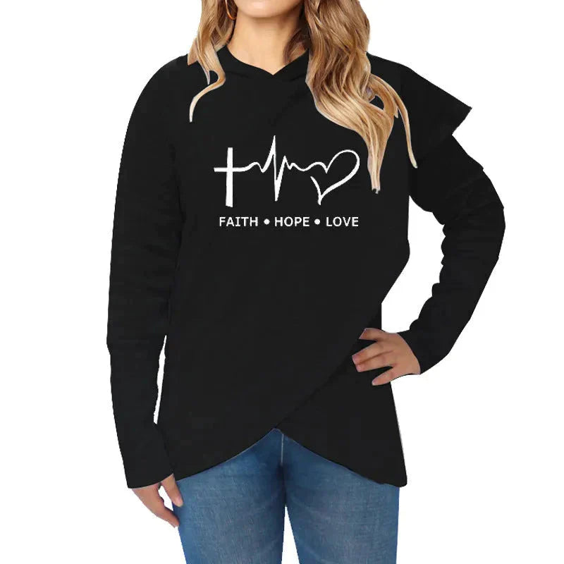 Faith + Hope = Love Sweatshirt Jumper - Black / s - St Vesti | Sweaters & Hoodies