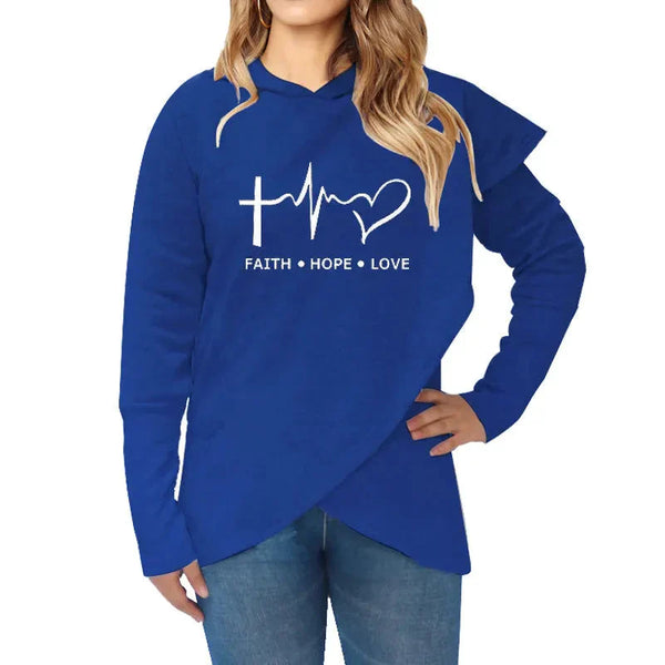 Faith + Hope = Love Sweatshirt Jumper - Blue / s - St Vesti | Sweaters & Hoodies