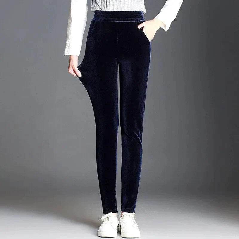 Felicity Velvet Pull On Pant - Blue / Xl - St Vesti | Plus Size