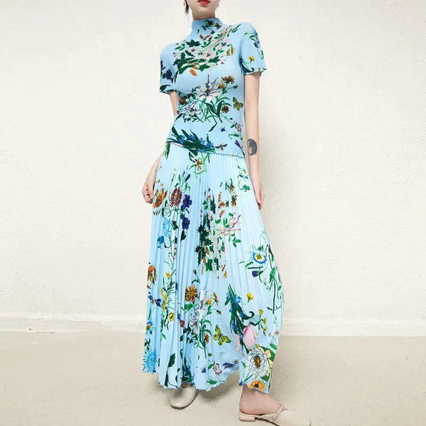 Fiona Floral Two Piece Maxi Skirt & Top Set In White - St Vesti | All Dresses - Cocktail Dresses Formal Dresses + More.