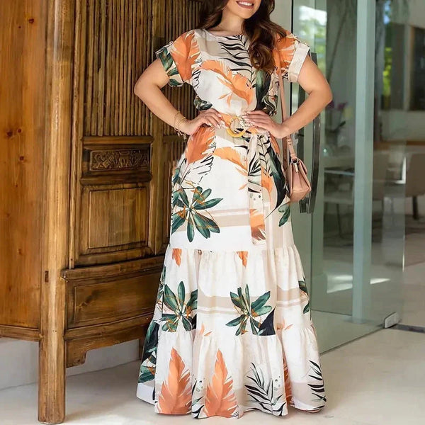 Floral Print Maxi Dress In Orange - St Vesti | All Dresses - Cocktail Dresses Formal Dresses + More.