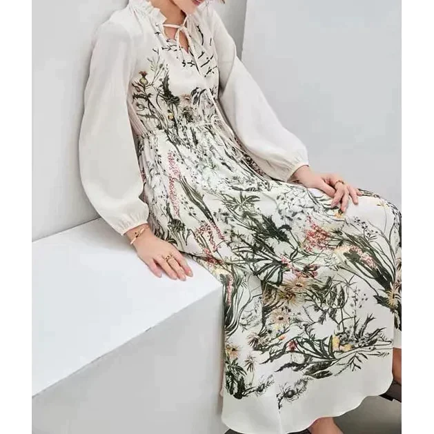 French Tropical Floral Chiffon Midi Dress - St Vesti | All Dresses - Cocktail Dresses Formal Dresses + More.