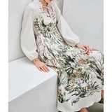 French Tropical Floral Chiffon Midi Dress - St Vesti | All Dresses - Cocktail Dresses Formal Dresses + More.