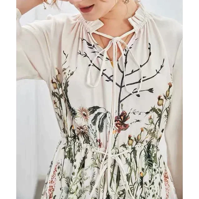 French Tropical Floral Chiffon Midi Dress - St Vesti | All Dresses - Cocktail Dresses Formal Dresses + More.