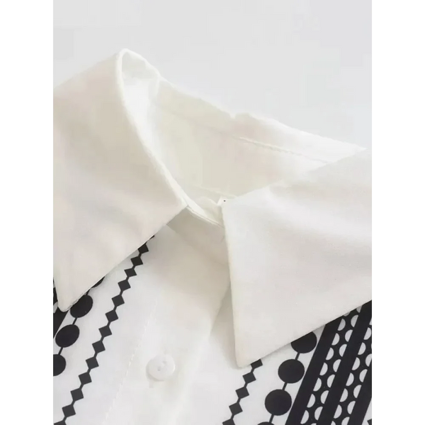 Geometric Midi Dress In Black & White With Belt - St Vesti | All Dresses - Cocktail Dresses Formal Dresses + More.