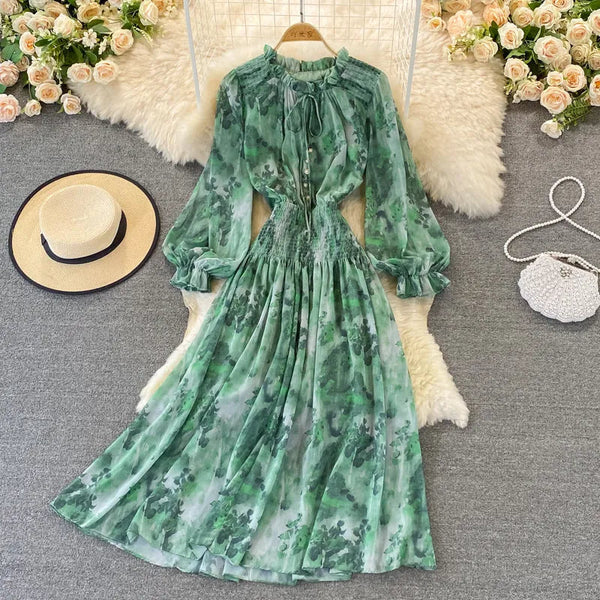 Georgette Midi Dress - Green / One Size - St Vesti | All Dresses - Cocktail Dresses Formal Dresses + More.