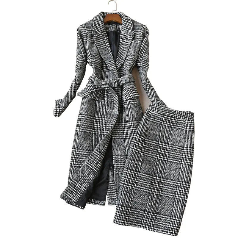 Grey Check Plaid Two Piece Set - Grey / m - St Vesti | All Womens Skirts Leather Skirts And Maxi Skirts