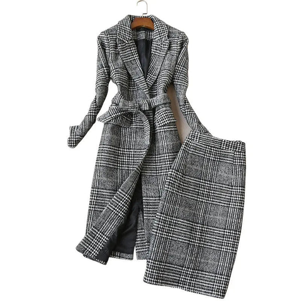 Grey Check Plaid Two Piece Set - Grey / m - St Vesti | All Womens Skirts Leather Skirts And Maxi Skirts