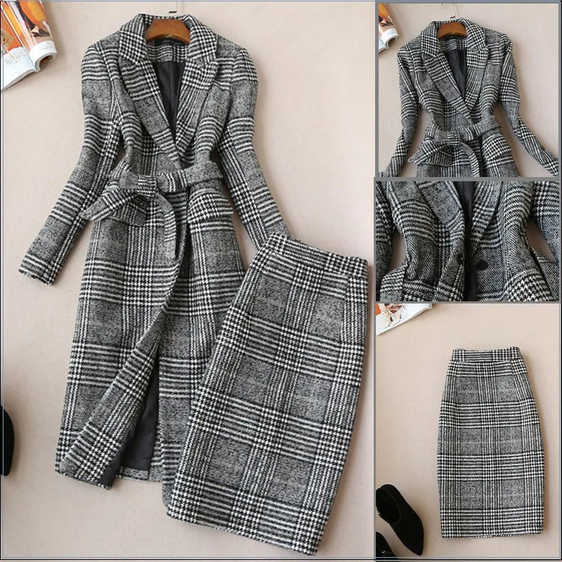 Grey Check Plaid Two Piece Set - St Vesti | All Womens Skirts Leather Skirts And Maxi Skirts