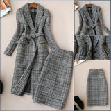 Grey Check Plaid Two Piece Set - St Vesti | All Womens Skirts Leather Skirts And Maxi Skirts