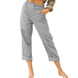High Waist Linen Blend Pants - Grey / s - St Vesti | Women’s Pants | Jeans Trousers Pants Joggers & Culottes