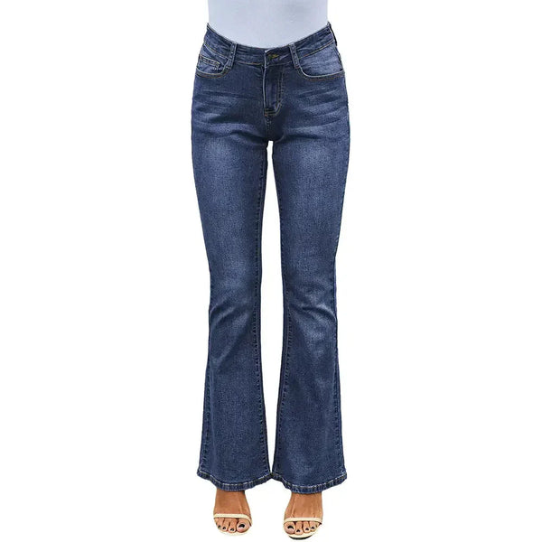 High-waist Stretch Flare Leg Jeans - Dark Blue / s - St Vesti | Women’s Pants | Jeans Trousers Pants Joggers & Culottes