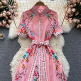 Jacinta Floral Print Midi Dress In Pink - St Vesti | All Dresses - Cocktail Dresses Formal Dresses + More.