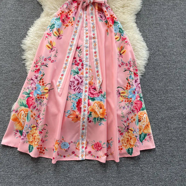 Jacinta Floral Print Midi Dress In Pink - St Vesti | All Dresses - Cocktail Dresses Formal Dresses + More.