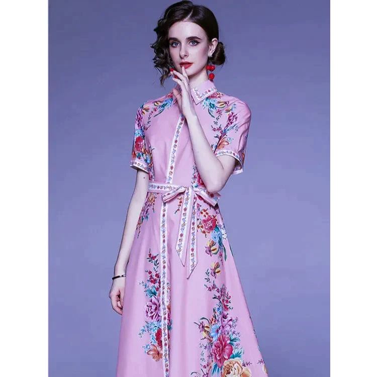 Jacinta Floral Print Midi Dress In Pink - St Vesti | All Dresses - Cocktail Dresses Formal Dresses + More.