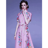 Jacinta Floral Print Midi Dress In Pink - St Vesti | All Dresses - Cocktail Dresses Formal Dresses + More.