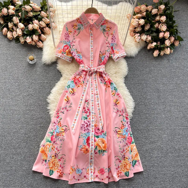 Jacinta Floral Print Midi Dress In Pink - St Vesti | All Dresses - Cocktail Dresses Formal Dresses + More.