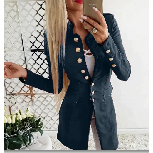 Jackie Long Sleeved Buttoned Blazer - Blue / Xs - St Vesti | Blazers & Cardigans