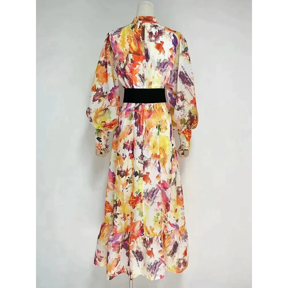 Jacqueline Lantern Floral Print Maxi Dress - Yellow / s - St Vesti | All Dresses - Cocktail Dresses Formal Dresses +