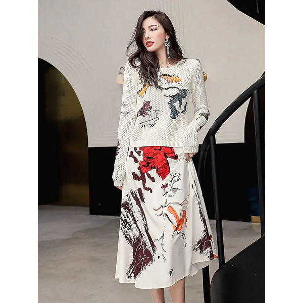 Jane Knit Two Piece Midi - St Vesti | All Womens Skirts Leather Skirts And Maxi Skirts