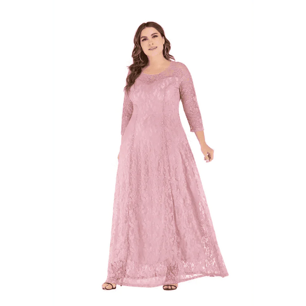 Jane plus size lace dress for wedding or formal - pink / xl - st vesti | all dresses - cocktail dresses formal dresses +
