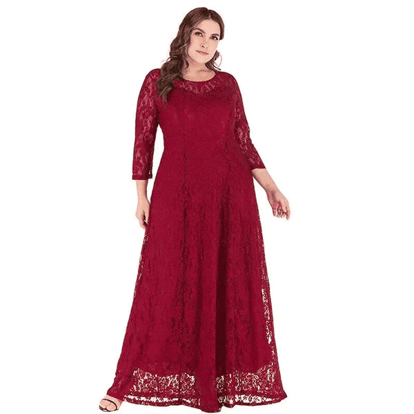 Jane plus size lace dress for wedding or formal - red / xl - st vesti | all dresses - cocktail dresses formal dresses +