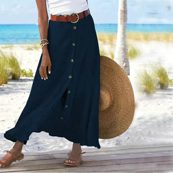 Janet Mid Waist Long Skirt - Navy / s - St Vesti | All Womens Skirts Leather Skirts And Maxi Skirts