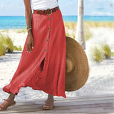 Janet Mid Waist Long Skirt - Orange / s - St Vesti | All Womens Skirts Leather Skirts And Maxi Skirts